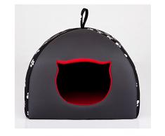 hobbydog Igloo - iglcwl6 gato cueva gato sofá cama gato gato Casa codura-poliamida lavable mascotas Casa antiarañazos impermeable, schwarz mit Muster (Pfötchen), R1 (37 x 37 cm)