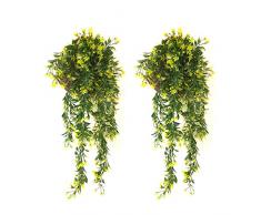 YGSAT® 2 PCS Plantas Hiedra Artificial,Guirnalda Hiedra Artificial De Hogar Boda Jardín Valla Escalera Ventana para Decoración Decoración Interior y Exterior/Amarillo