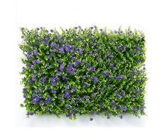 Ssowun Pared de césped Artificial Planta con Flores follaje Hermoso Decorativo Plantas de Pared (60 * 40cm)