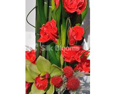 Artificial moderna Gladiolos rojos, cardo y arreglo Floral de la orquídea Cymbidium