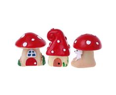 Guoyy 3 Piezas/Juego Bonitas Dibujos Animados Rojo de Setas 3 Tipos de DIY Resina Hada Jardín artesanía decoración Miniatura Micro de Enano Terrario