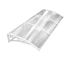 MVPOWER Marquesina para Puertas y Ventanas Tejadillo de Protección Toldo Cubierta de Policarbonato en Jardín al Aire Libre Dosel de Techo (270 * 98.5cm, blanco)