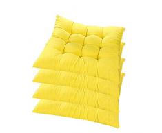 AGDLLYD 4 cómodos Cojines para Silla, Cojines de Silla Exterior,Cojines de terraza,Cocina de jardín Cojines de Silla de Comedor 40x40x5cm Crema Cena Silla Pad (Amarillo)