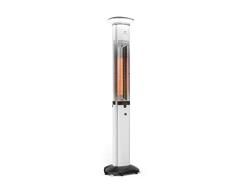 Blumfeldt Megalith - Estufa de Exteriores, Calentador de jardín, Calefactor de Carbono, Infrarrojos, 2700 W, Mando a Distancia, LED 18 W, Protección contra salpícaduras, Blanco