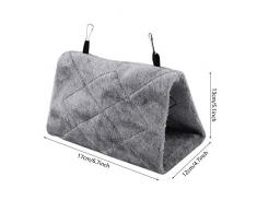 TOPINCN Peonía Loro Hamaca Aves Nido Cálido Suave Felpa Hamaca Colgando Carpa Jaula para Pájaros Loro Invierno Cálido Cama Mascota Juguete Bolsa Algodón Cama(S- Gris)