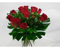 RAMO DE 12 ROSAS ROJAS FRESCAS. FLORES A DOMICILIO. ENVIO URGENTE MENOS DE 24 H + TARJETA CON NOTA PERSONALIZADA GRATIS!. …