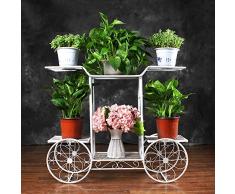 shengmo soportes resistentes de hierro arte Chariot maceta? De dos capas con 6 macetas maceta soporte? Decoración suelo estante? Interior Exterior jardín Patio plantas Bonsai decorativo pantalla flor accesorio de, negro