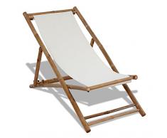 vidaXL Tumbona de Jardín Bambú Lona Hamaca Tomar el Sol Siila de Playa Patio