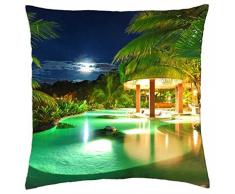 La luz de la luna verde piscina - Funda de cojín (18
