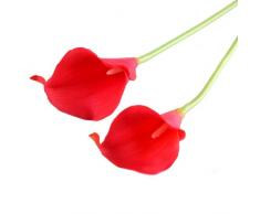 TININNA Látex real Touch realista Artificial flor de la cala Ramo de la boda de la flor Ramos Manojo Rojo