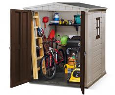 Keter - Caseta de jardín exterior Factor 6x6 con escuadra incluida, Color marrón / Beige