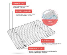Kitchenatics Rejilla Para Enfriar y Hornear de Acero Inoxidable, Parrilla Para Horno Para La Mayoría de Bandejas de Horno - Bandeja Para Galletas y Bizcochos, Utensilios de Repostería Grado Comercial - 21.59 cm x 30.48 cm