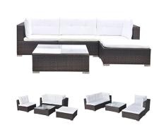 vidaXL Juego de Muebles de Jardín 14 Piezas Poli Ratan Marrón Sofás Exterior