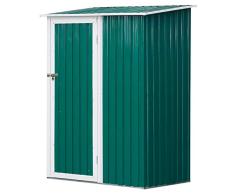 Outsunny Cobertizo de Acero Tipo Caseta de Jardín Terrazas Galvanizado Almacén para Herramientas Jardinería con Techo y Una Puerta143x89x186cm