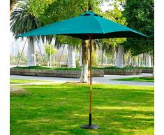 Sombrilla Parasol 2x3m y Altura 2,45m Jardin Terraza Poliester 180g/m2 y Madera Color Verde