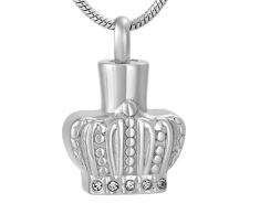 dingsheng Collares para Hombre Cadena De Cenizas Cristal con Incrustaciones Corona Real Ash Souvenir Colgante Collar Cremación Joyería Pet Funeral