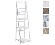 CLP Estantería Escalera Lillian De Madera I Estantería De Diseño con 4 Niveles I Estantería Librería Decorativa & Plegable I Color: Antik weiß
