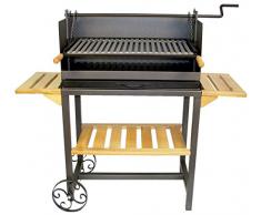 Imex El Zorro 71542 - Barbacoa con elevador, bandeja madera y parrilla inox, 61 x 40 x 100 cm, color negro