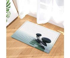 ZHOU Decorativo adoquín Negro Sube y Baja Agua Rizo Yoga Alfombras Piso Antideslizante Entradas para niños Alfombrilla para Puerta Exterior Interior Accesorios de baño 60x40cm