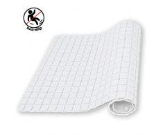 UrsoKuz Alfombra de Baño, Alfombrilla de Ducha - Antideslizante, Duradero, Estilo Minimalista - Superficie con Efecto Mate - Parte Trasera con Succión (Blanco)