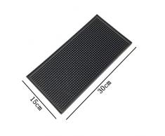 Juntful Barra Servicio Tapete, Goma Antideslizante Tira Tapete, Corredor Cristal Bandeja de Goteo, Cerveza Bebida Barra Riel Servicio Tapete - Negro, 15cmx30cm