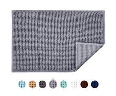 JARITTO Alfombra de Baño Antideslizante Alfombrilla de Baño Absorbente Tapete del Piso de Microfibra de Chenilla Lavable a Máquina Suave para Salida de la Ducha Inodoro Cocina 40 x 60 cm (Gris)