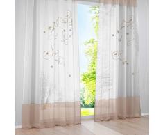 SIMPVALE - Juego de 2 Cortinas Bordadas con Trabillas Ancho 140 cm, Poliéster (Altura 245cm, Caqui)