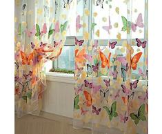 Mariposa floral cortinas Visillos gasa de Tulle de la cortina de ventana 100x200
