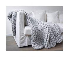 YONII Hecho a Mano Gigante Suave Grueso Chunky Bulky Manta de Punto Acogedora Cama Hilo de Tejer Tiro, Moda Sofá Manta Estera de Yoga Alfombra Hogar Pet Decor Regalo