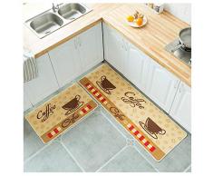 Estera De Poliéster Impresa Piso De Cocina Alfombras De Puerta Porche Piso Alfombra Tira Conjunto De Alfombras (Color : Coffee Cup, Tamaño : 50X80+50X120cm Set)
