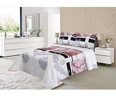 ForenTex - Colcha Boutí, (S-2689), Reversible, color Rosa, cama 90 cm, 180 x 260 cm, +1 funda cojín 50 x 70 cm, Termo Estampada, 220 gr/m2 (relleno ligero 80gr/m2), barata, excepcional relación calidad precio. Por cada 2 colchas