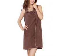 Toallas de Baño, albornoz toalla Wearable, toalla piscina playa mujer ducha, absorbente Seco Rápidamente Super Suave, albornoz toallas microfibra todo en uno café OneSize