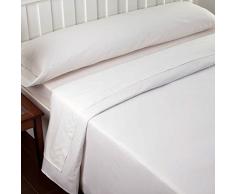 JUEGO SÁBANAS LISAS BICOLOR VERANO TODAS LAS MEDIDAS DE Y 200cm largo MICROFIBRA, sábana bajera ajustable,1x funda almohada y encimera y PACK tobilleros REGALITOS TV anti-presion (180_x_200_cm, BLANCO/BLANCO)
