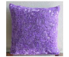 Purple Sea - Decorativa Funda de Cojin 30 x 30 cm, Square Purple Seda Satén Bordado de La Cinta