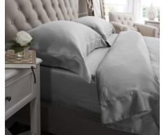 Jasmine Silk 100% Mulberry 19MM Charmeuse seda funda nórdica (GRIS) KING 225cm x 220cm + 7cm frontera