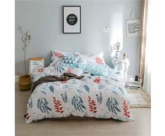 Fansu Juego de Ropa de Cama de 4 Piezas Nórdico Simple Juego de Fundas de Edredón Incluye 1 Funda Nórdica y 1 Sábana encimera 2 Funda de Almohada (Cama 150/160-220x240cm,Azul Blanco)