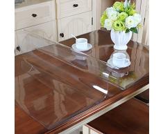 MAGILONA Home - Mantel protector de PVC impermeable para mesa, mesa de escritorio, rectangular, tamaño personalizado, Lino, Transparente, 23.5x39 Inch(60x100cm)