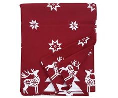 Ragged Rose - Tessa – Mantel de Algodón de Navidad, color Rojo – 140 x 230 cm