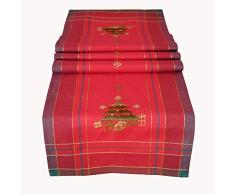 Raebel Camino de Mesa Bordado algodón Rojo Navidad decoración de Navidad Navidad Mantel Mantel Mesa Decoración Mantel, 100% poliéster, Rojo, 40 x 180 cm