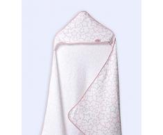 Ti TIN - Capa de Baño de Bebé con Capucha Rizo Toalla 100% Algodón | Toalla de Bebé con Capucha Suave y Absorbente con un Diseño Stars de Estrellitas Color Rosa, 100x100 cm