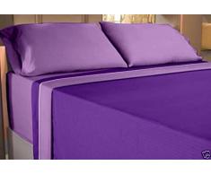 JUEGO SÁBANAS lisa "LILA/LILA" VERANO 3X PIEZAS cama 90/190-200cm MICROFIBRA (fácil planchado y duradera) sábana bajera ajustable, funda almohada y encimera y PACK CALCETINES MARCA RegalitosTV (anti-presion)