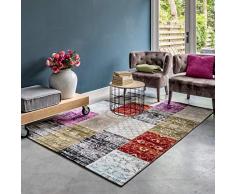 LIFA LIVING Alfombra Vintage de Retazos, Tapetes de Cuadros, Tapete Patchwork Moderno para el Salón y el Comedor Tamaños, 160x230cm