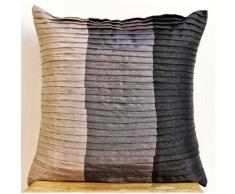 Dark Secret - Decorativa Funda de Cojin 30 x 30 cm, Square Negro Seda Alforzas