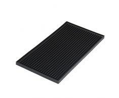Alfombrilla de servicio de barra de goma, tapete de secado de silicona antibacteriano, apto para lavavajillas, resistente al calor, pvc, negro, 5.9 IN x 11.7 IN