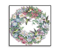 Proumhang 11 CT Kits de bordado DIY Mantel de punto de cruz para bordar 3 hilos Aida Canvas Impreso 65x64cm: El arte del colibrí