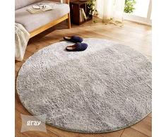 Odot Alfombra Shaggy para Salón, Ronda Estilo Japones Elegante Mullida Brillante Super Suave Interior Moderno Lavado Sedoso Antideslizantes Peludas Dormitorio Alfombra del Piso (100cm,Gris)