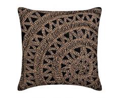 Hecho a mano fundas de almohada 55x55 cm, Negro Cojines Cubren, Rueda De Yute 3D Cubierta De Almohadas, arte de la seda Cuadrado Fundas De Cojines, Geométrico Moderno Fundas De Almohada - Jute Rebel