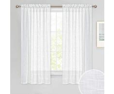 PONY DANCE Visillos Blancos - Cortinas Modernas Cortas para Ventanas Salon Dormitorio Infantil Bebe Niños/Telas Suaves Semitransparentes, Dos Piezas, 132 x 160 cm (An x L)