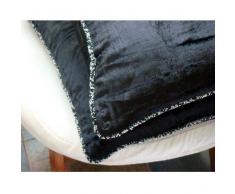 Black Shimmer - Decorativa Funda de Cojin 30 x 30 cm, Square Negro Terciopelo Frontera de Cuentas Hecho A Mano