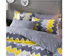 Fansu Juego de Ropa de Cama de 4 Piezas Juego de Fundas de Edredón Incluye 1 Funda Nórdica y 1 Sábana encimera 2 Funda de Almohada (Cama 90-150x200cm,Ola Gris)